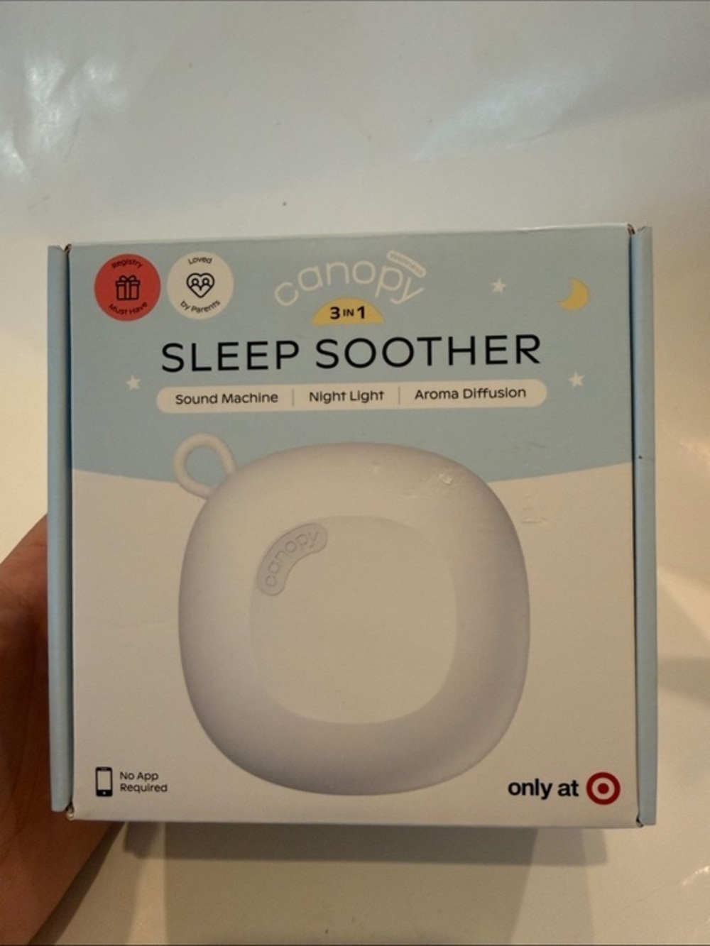 NWT Canopy 3 in 1 Sleep Soother Sound Machine Night Light Aroma Diffusion- White